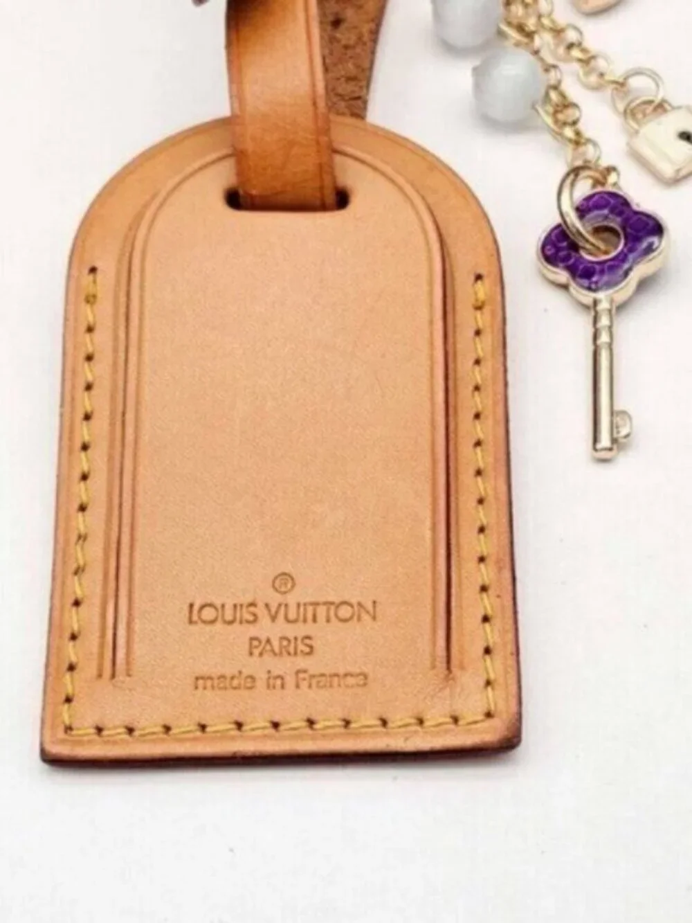 Authentic Louis Vuitton Luggage Tag with Unbranded Keycharm, Keychain